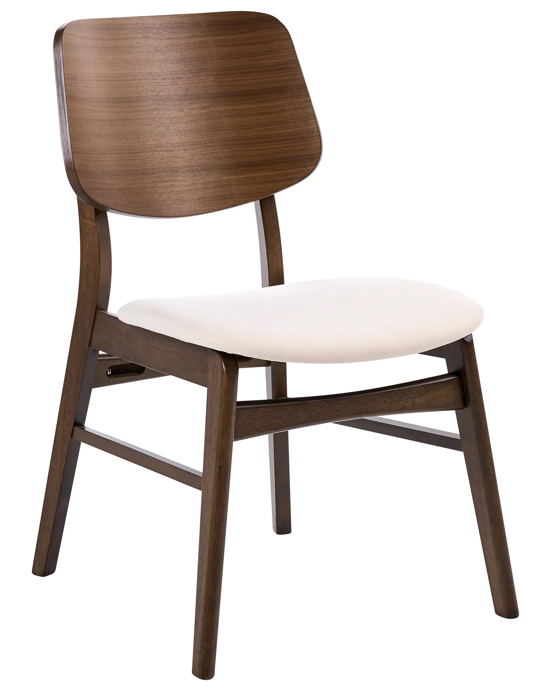 Set of 2 Dining Chairs MAYER Fabric Off-White/ Brown