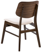 Set of 2 Dining Chairs MAYER Fabric Off-White/ Brown