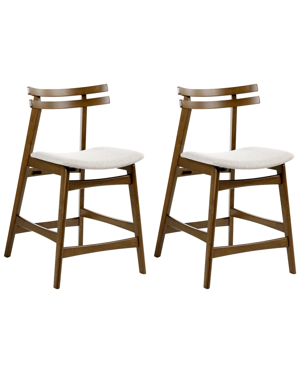 Set of 2 Bar Chairs CYNTHIANA Wood Brown/ Light Beige
