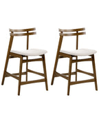 Set of 2 Bar Chairs CYNTHIANA Wood Brown/ Light Beige