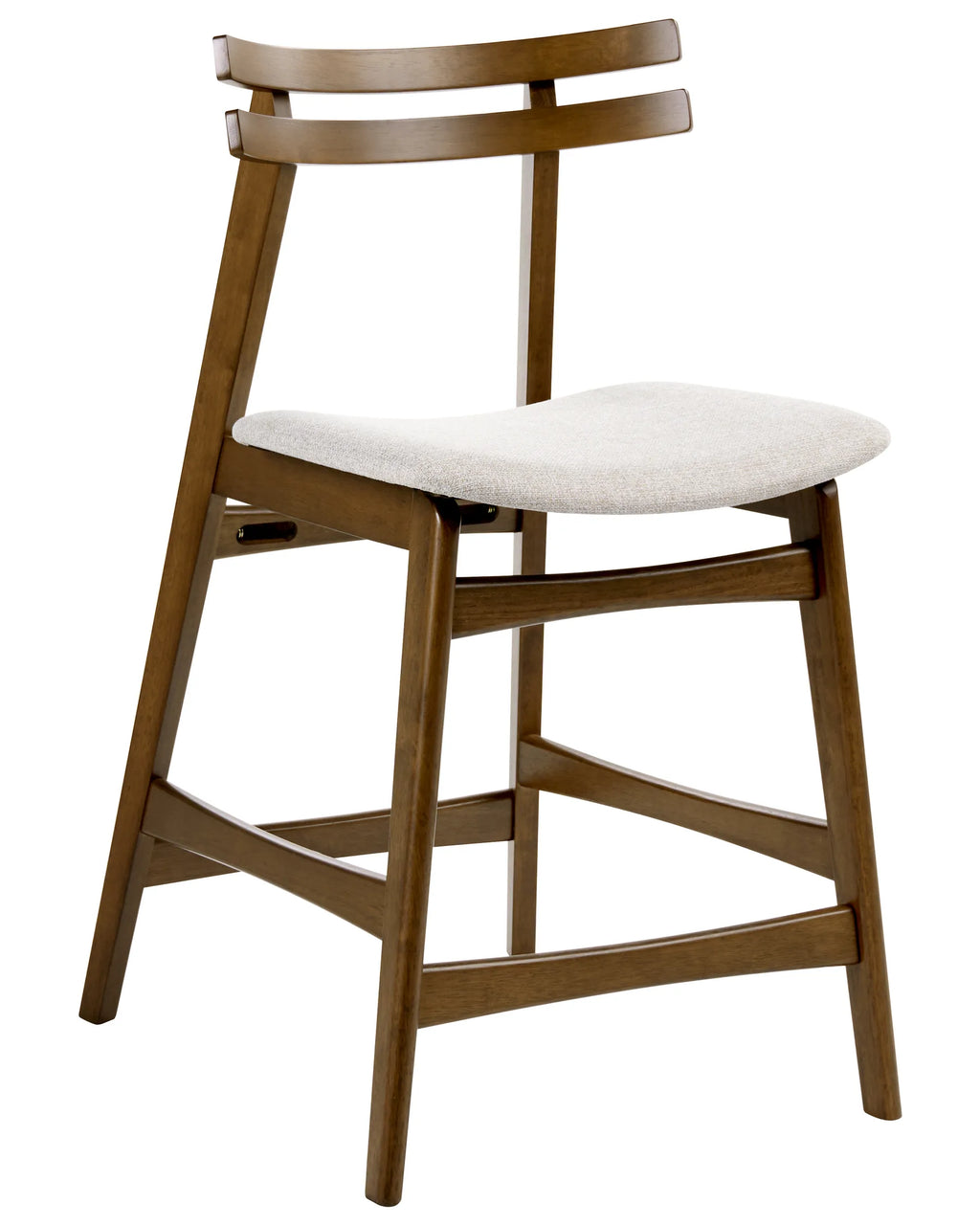 Set of 2 Bar Chairs CYNTHIANA Wood Brown/ Light Beige