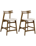 Set of 2 Bar Chairs CYNTHIANA Wood Brown/ Off-White