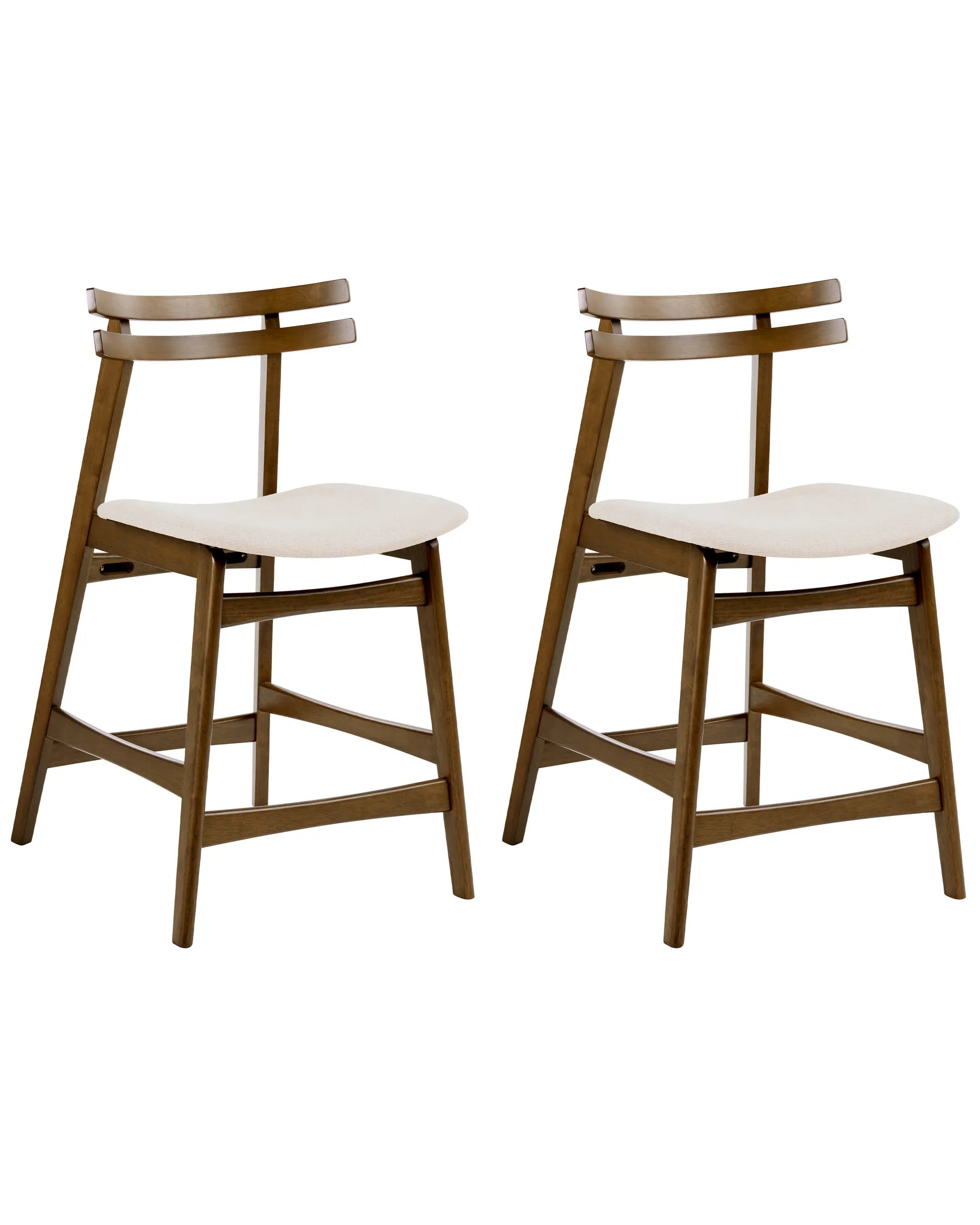 Set of 2 Bar Chairs CYNTHIANA Wood Brown/ Off-White