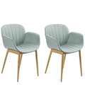Set of 2 Dining Chairs ALICE Fabric Mint Green