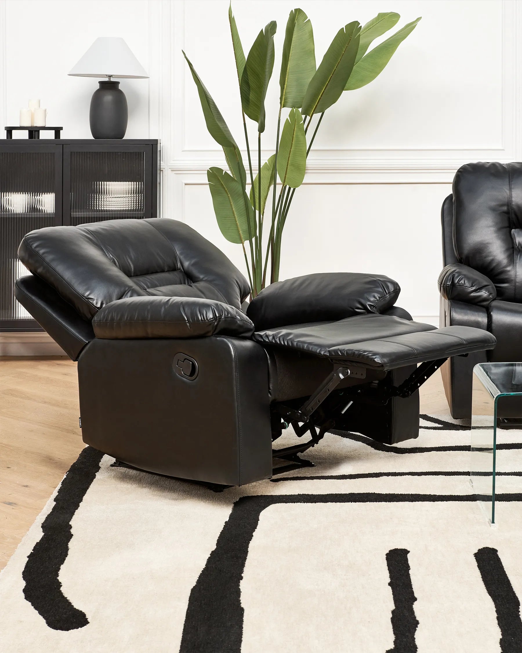 Recliner Chair BERGEN with Footrest Faux Leather Black