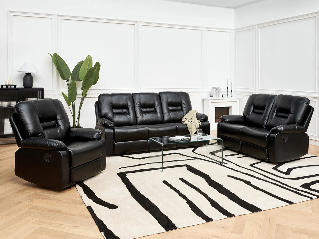 Recliner Chair BERGEN with Footrest Faux Leather Black