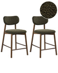 Set of 2 Bar Chairs MILLS Boucle Brown/ Green