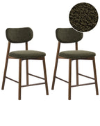 Set of 2 Bar Chairs MILLS Boucle Brown/ Green