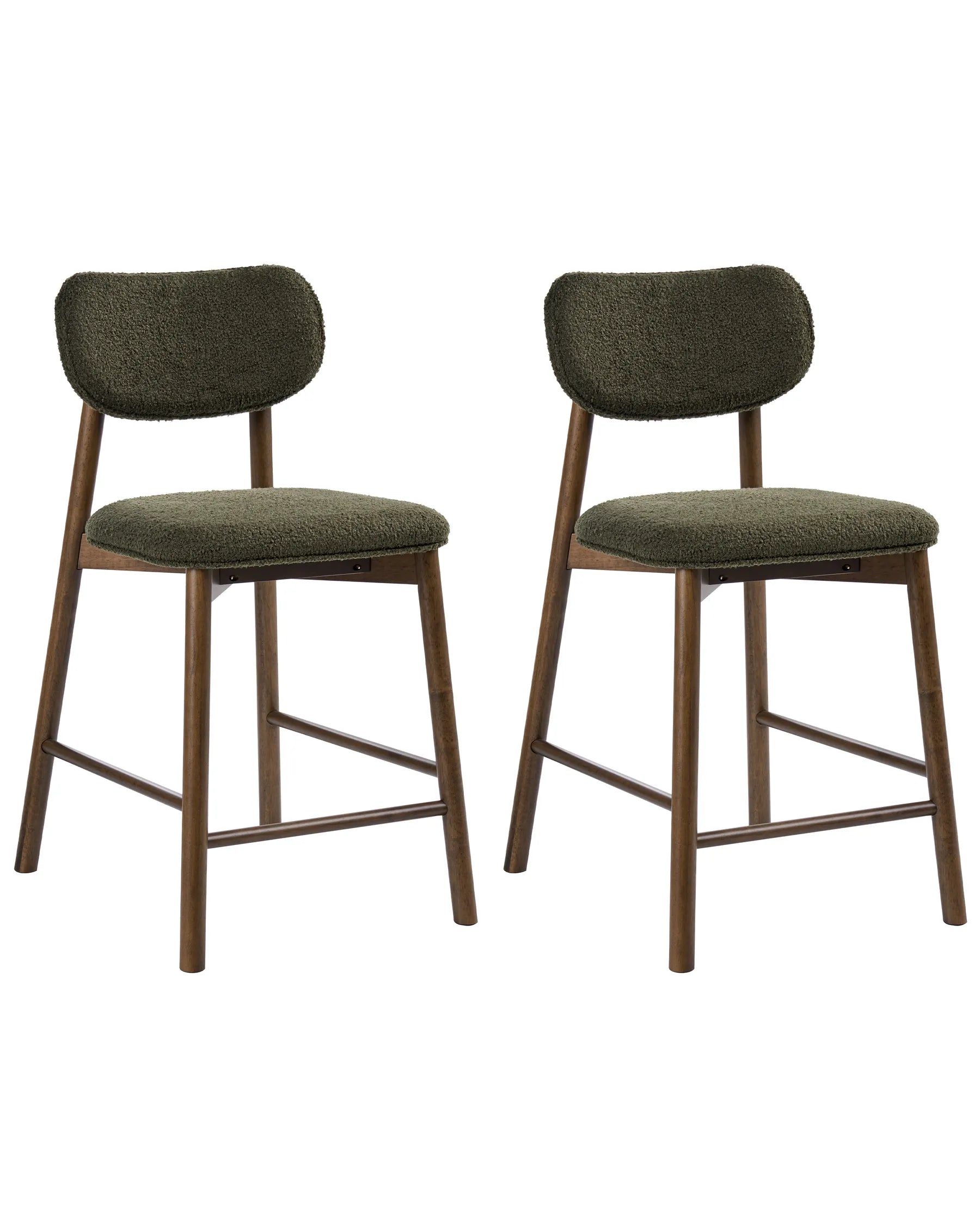 Set of 2 Bar Chairs MILLS Boucle Brown/ Green