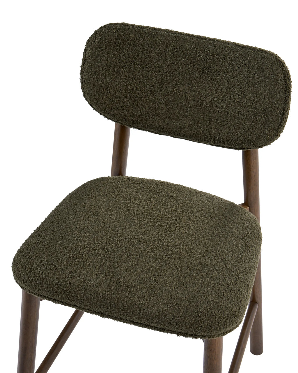 Set of 2 Bar Chairs MILLS Boucle Brown/ Green