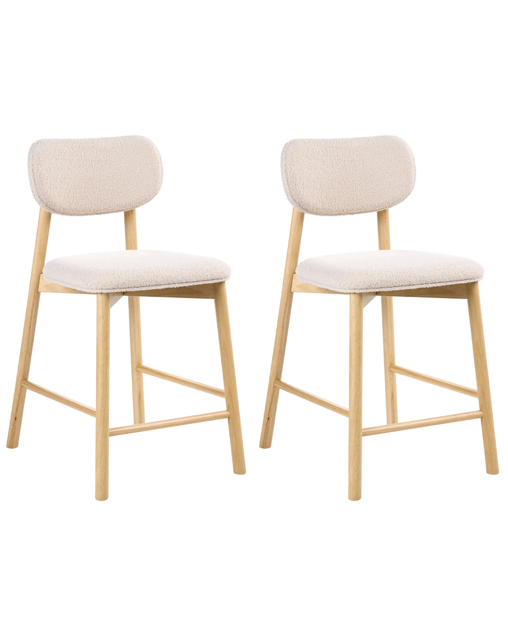 Set of 2 Bar Chairs MILLS Boucle Light Brown/ Beige