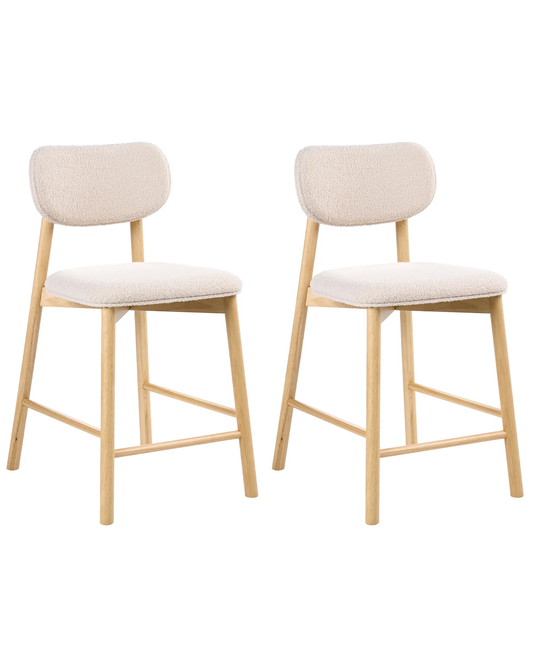 Set of 2 Bar Chairs MILLS Boucle Light Brown/ Beige