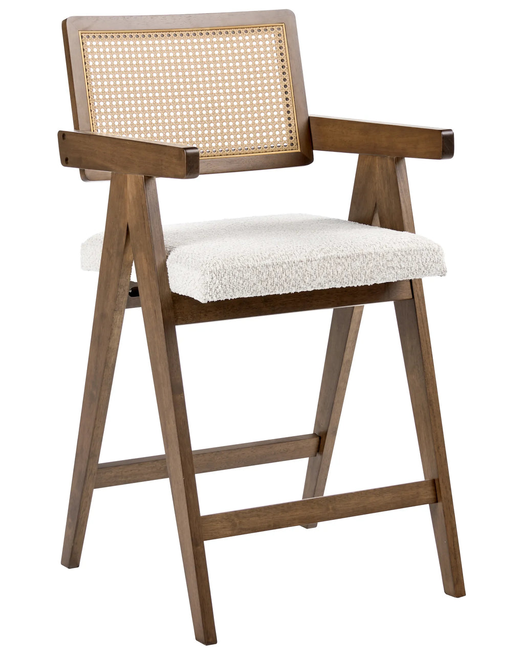Set of 2 Bar Chairs AVA Wood Brown/ Light Beige