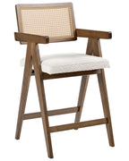 Set of 2 Bar Chairs AVA Wood Brown/ Light Beige