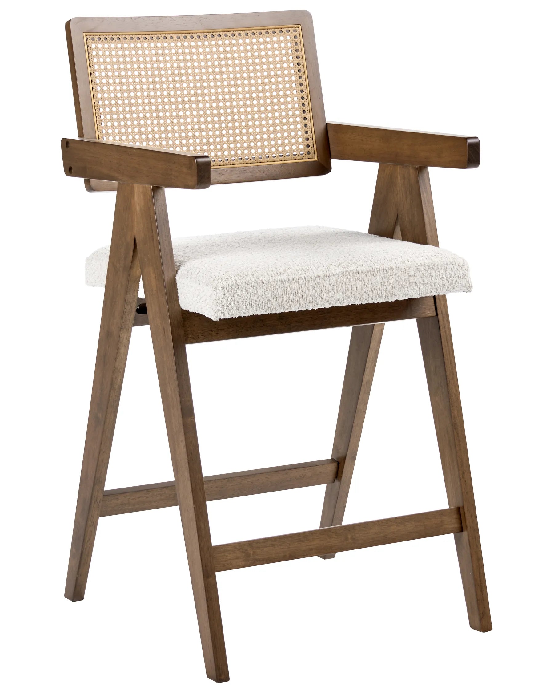 Set of 2 Bar Chairs AVA Wood Brown/ Light Beige