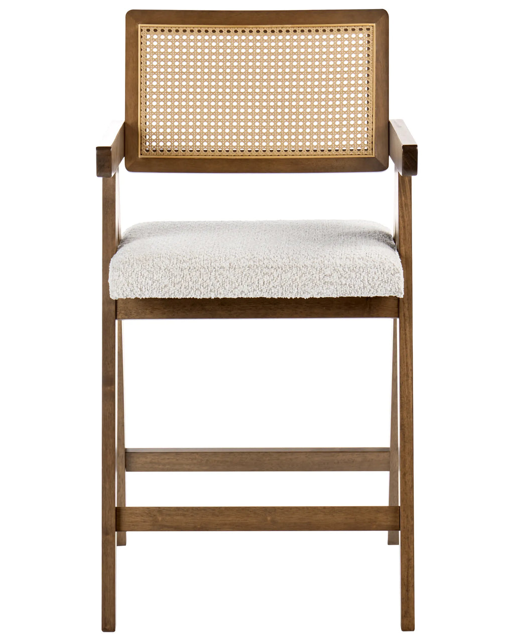 Set of 2 Bar Chairs AVA Wood Brown/ Light Beige