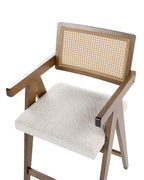 Set of 2 Bar Chairs AVA Wood Brown/ Light Beige