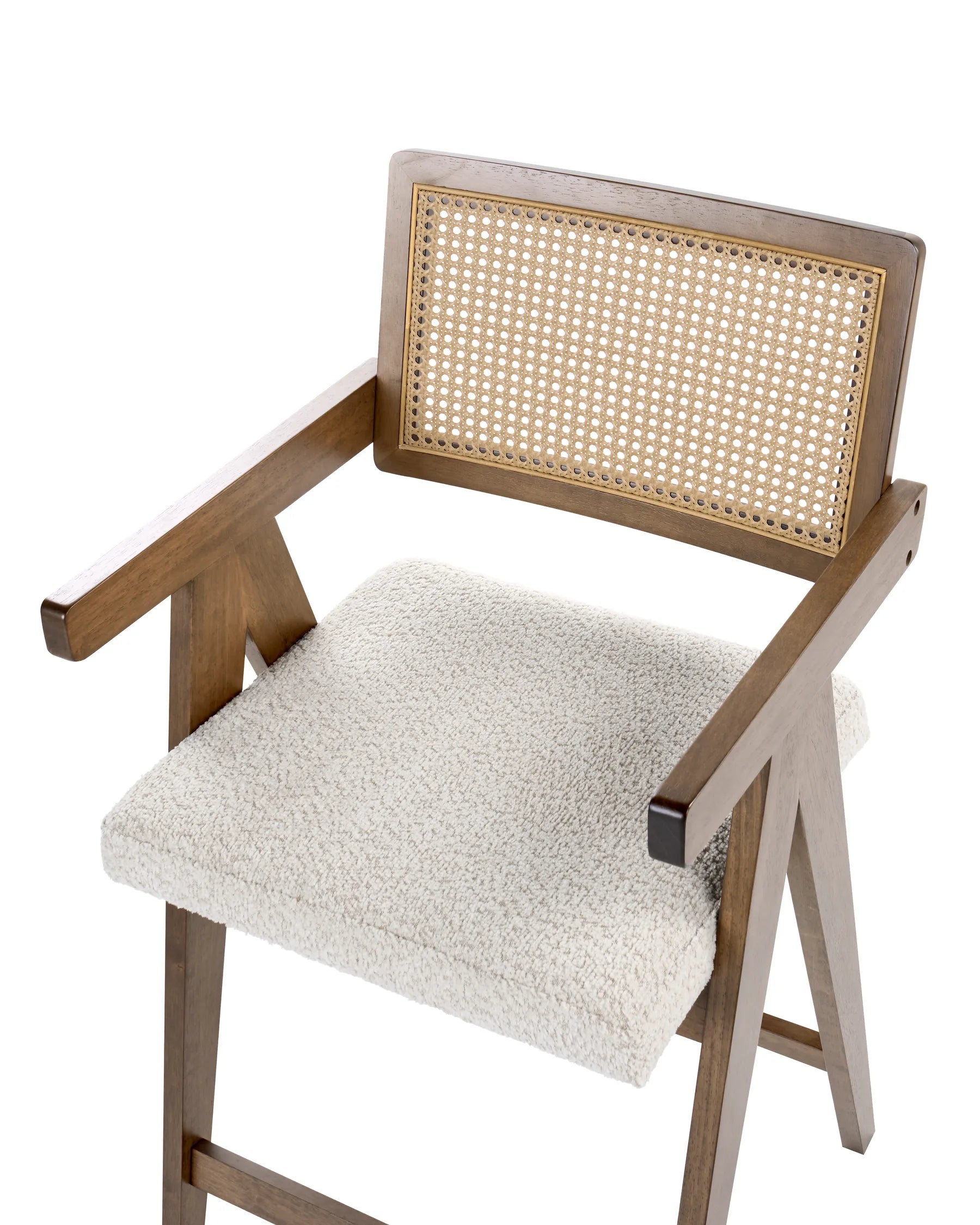 Set of 2 Bar Chairs AVA Wood Brown/ Light Beige