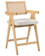 Set of 2 Bar Chairs AVA Wood Light Brown/ Beige
