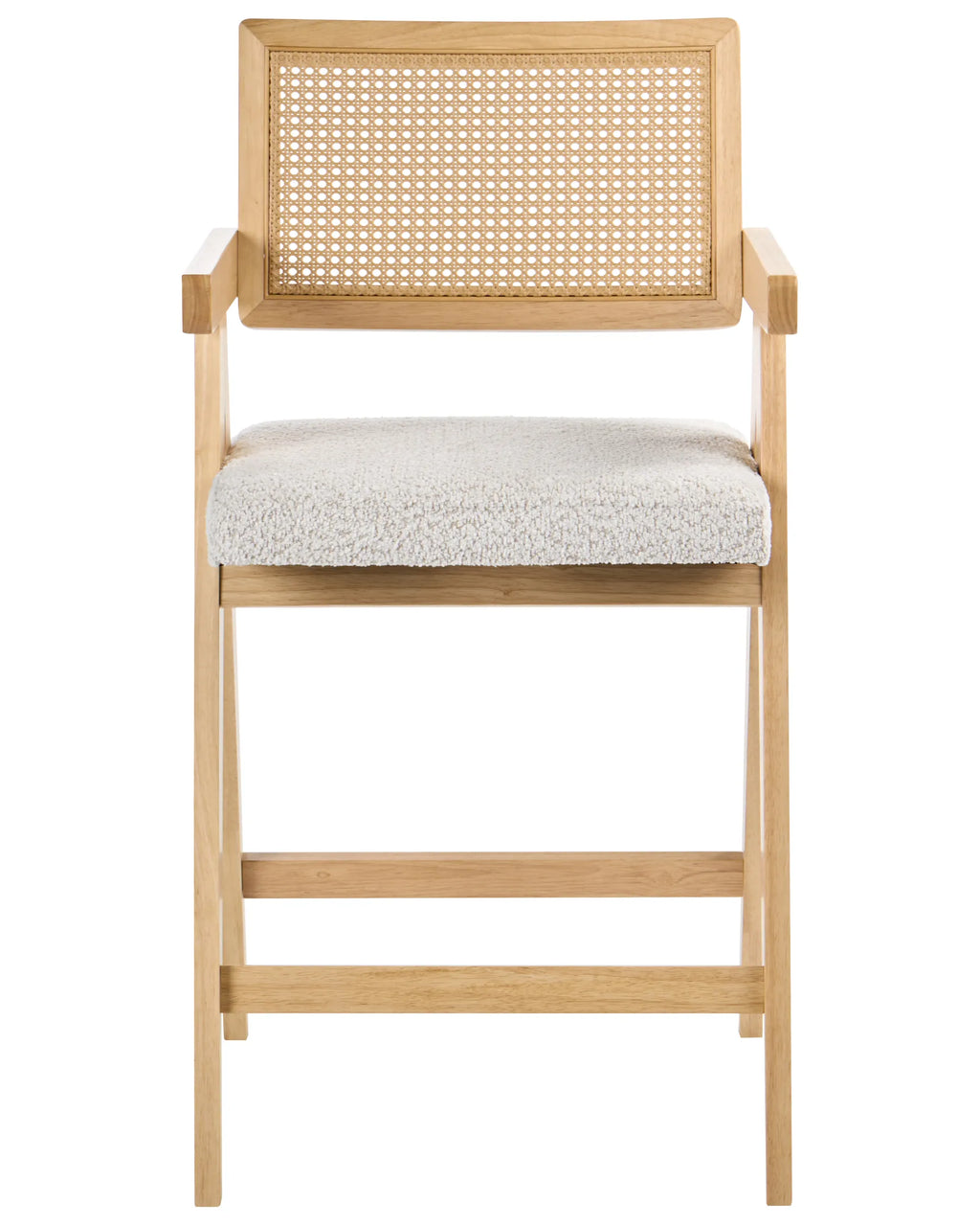Set of 2 Bar Chairs AVA Wood Light Brown/ Beige