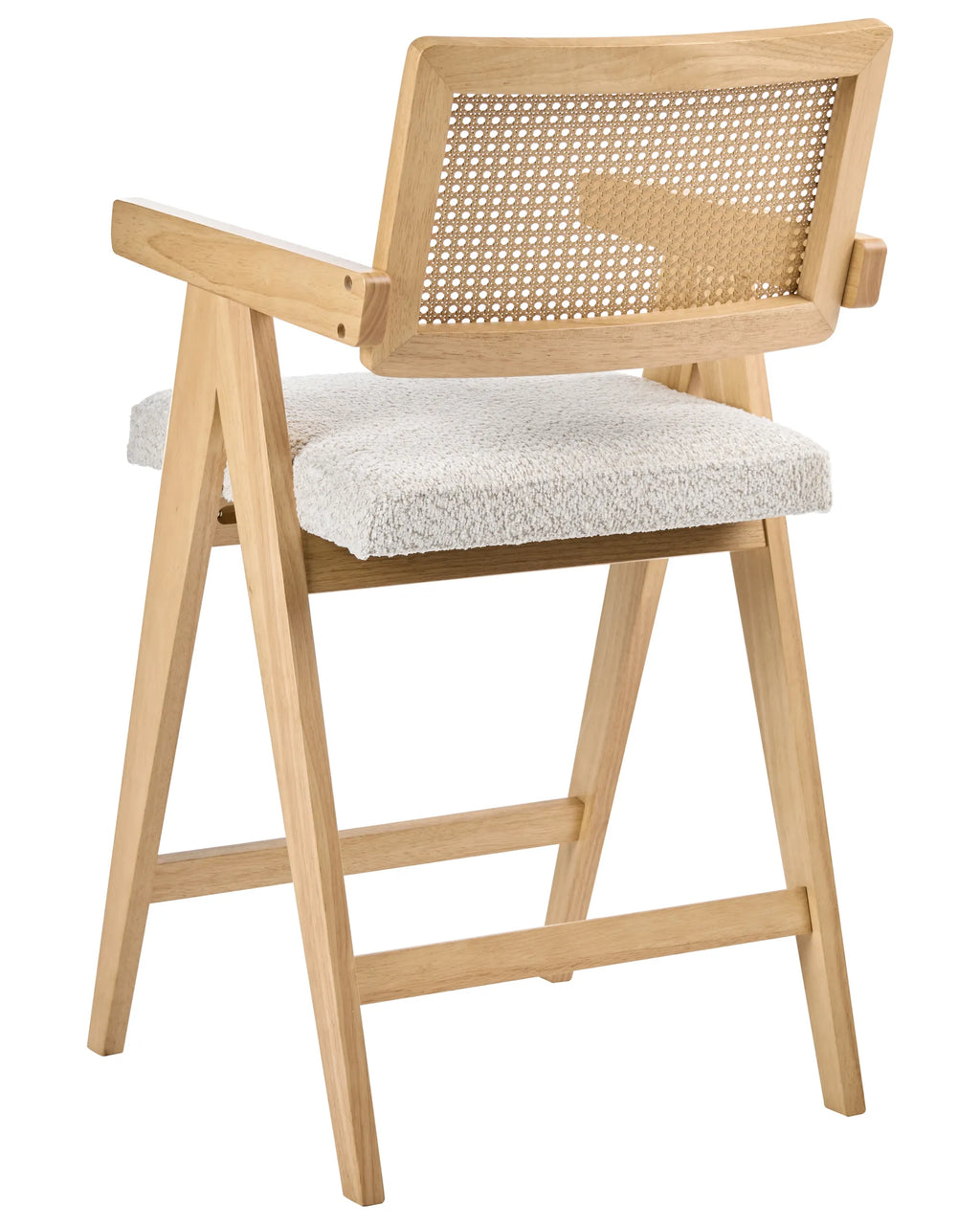 Set of 2 Bar Chairs AVA Wood Light Brown/ Beige