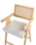 Set of 2 Bar Chairs AVA Wood Light Brown/ Beige