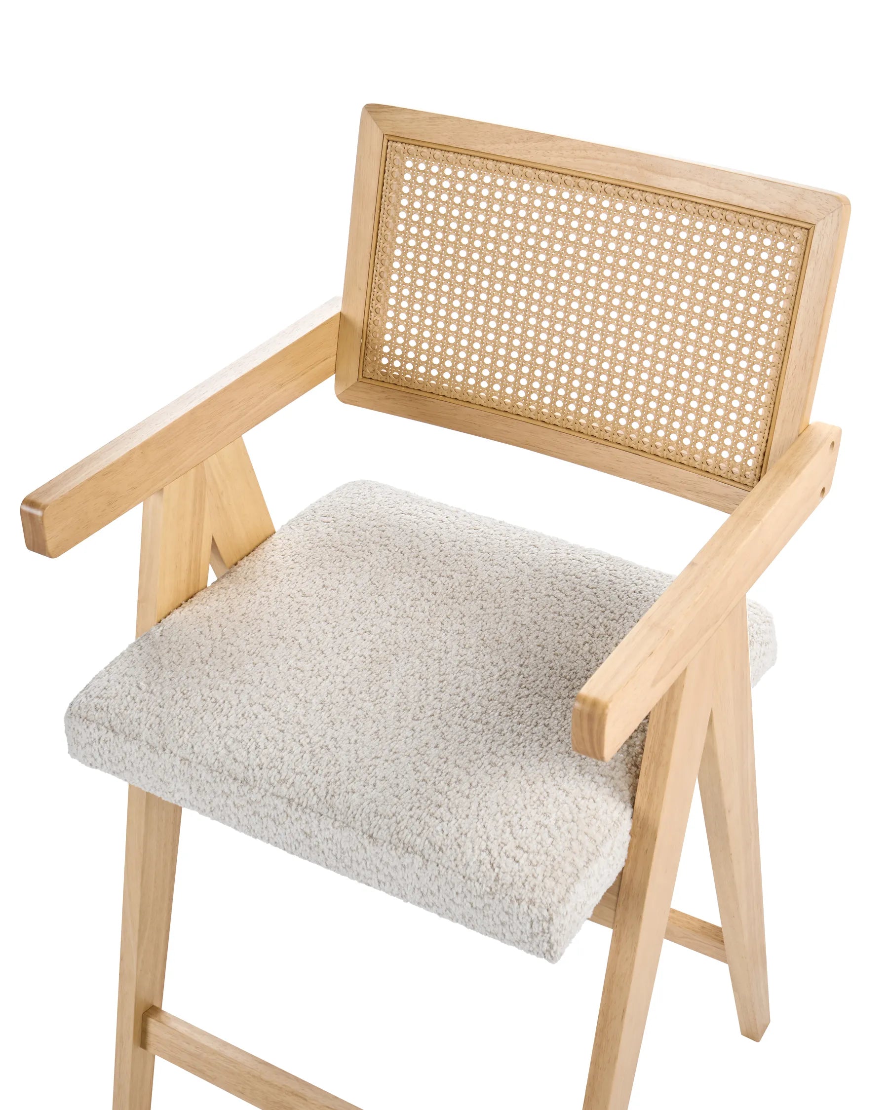 Set of 2 Bar Chairs AVA Wood Light Brown/ Beige