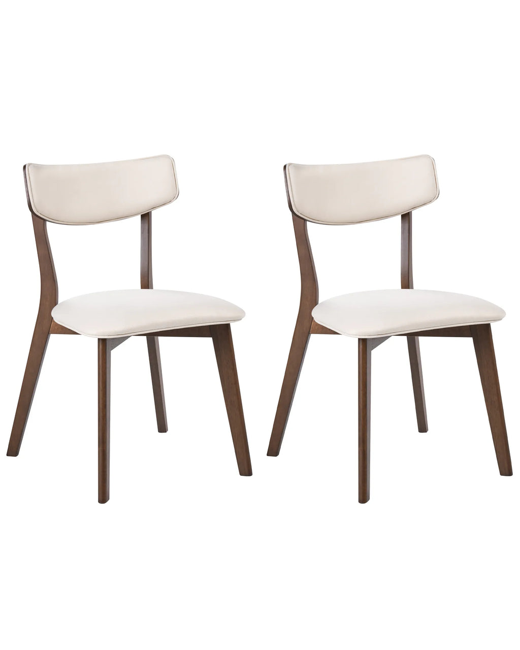 Set of 2 Dining Chairs YUMA Wood Off-White/ Brown