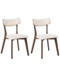 Set of 2 Dining Chairs YUMA Wood Off-White/ Brown