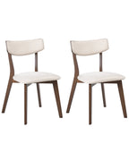 Set of 2 Dining Chairs YUMA Wood Off-White/ Brown