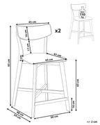 Set of 2 Bar Chairs YUMA Wood Off-White/ Brown