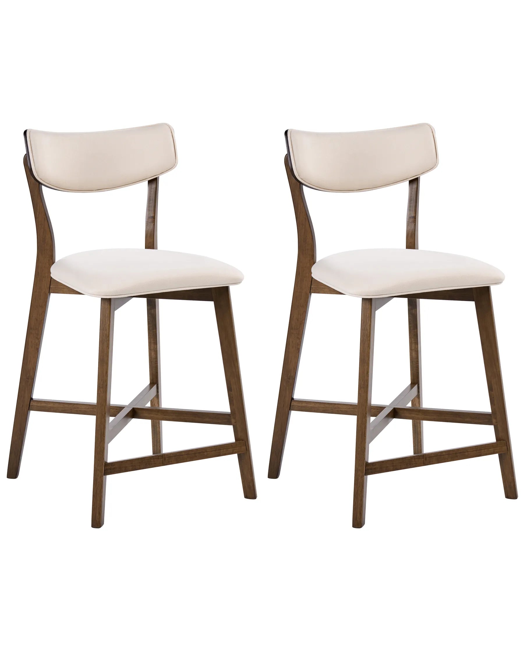 Set of 2 Bar Chairs YUMA Wood Off-White/ Brown