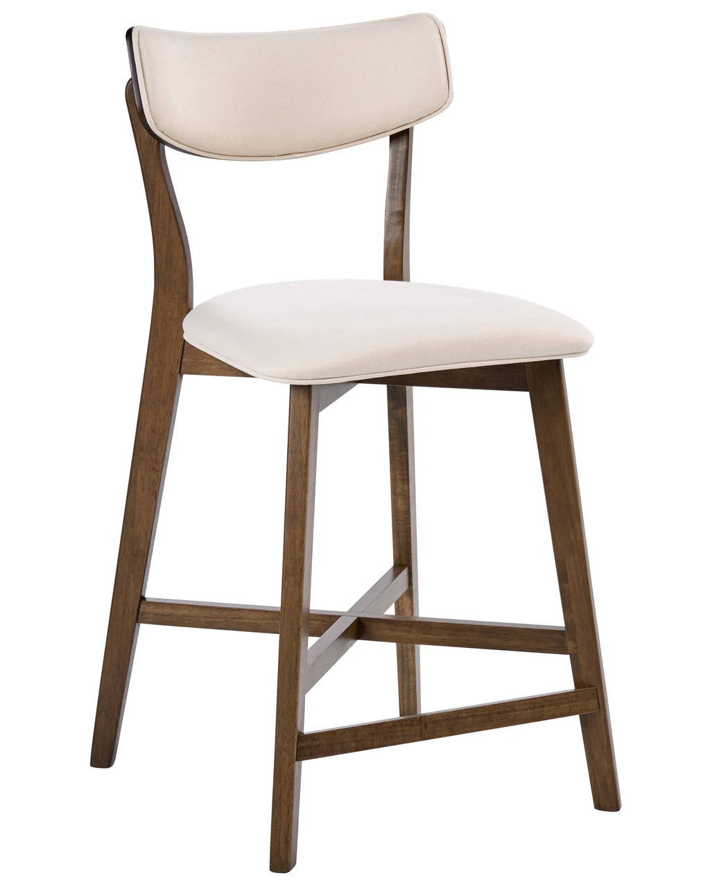 Set of 2 Bar Chairs YUMA Wood Off-White/ Brown