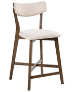Set of 2 Bar Chairs YUMA Wood Off-White/ Brown