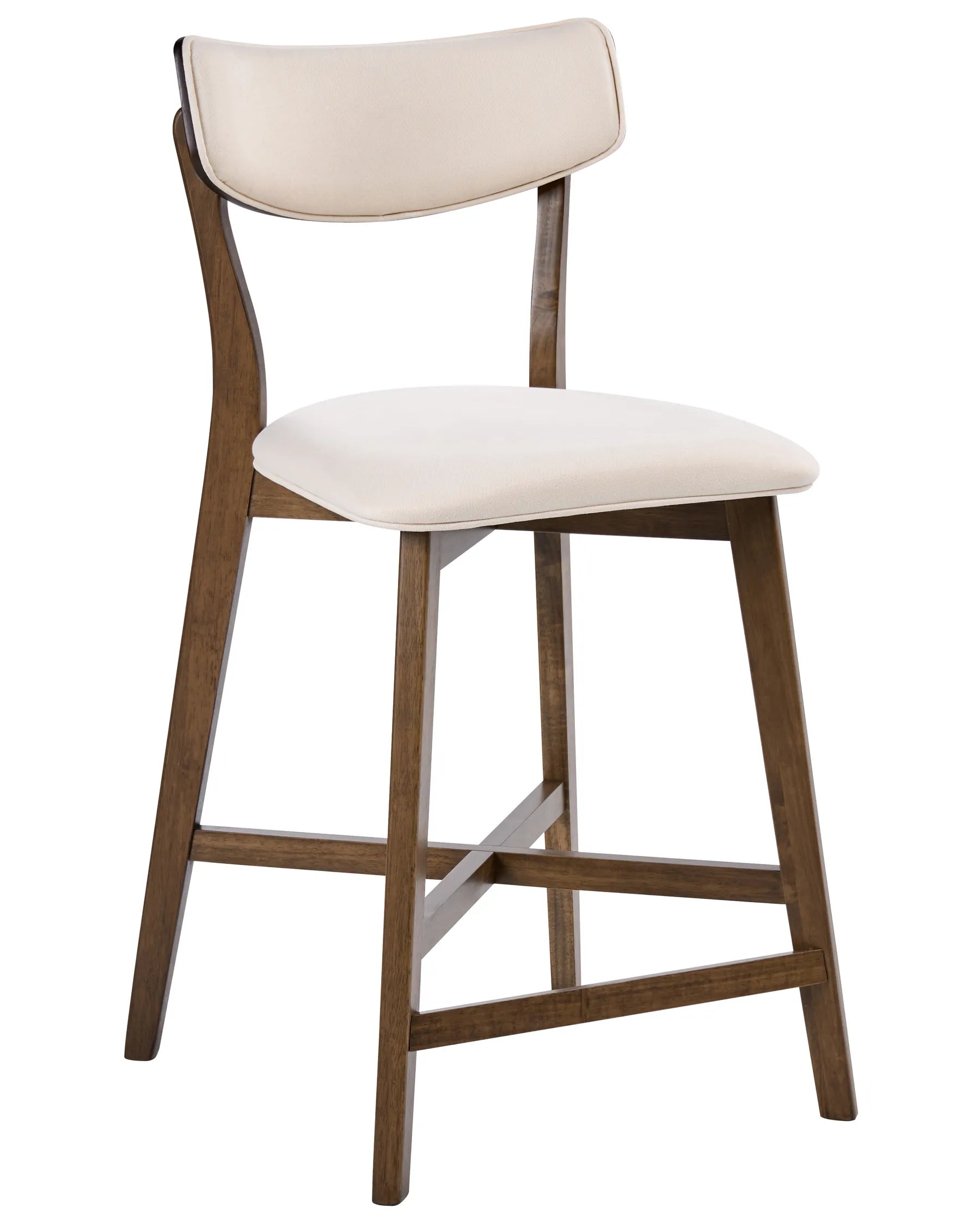 Set of 2 Bar Chairs YUMA Wood Off-White/ Brown