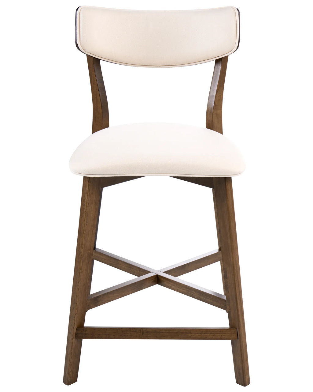 Set of 2 Bar Chairs YUMA Wood Off-White/ Brown