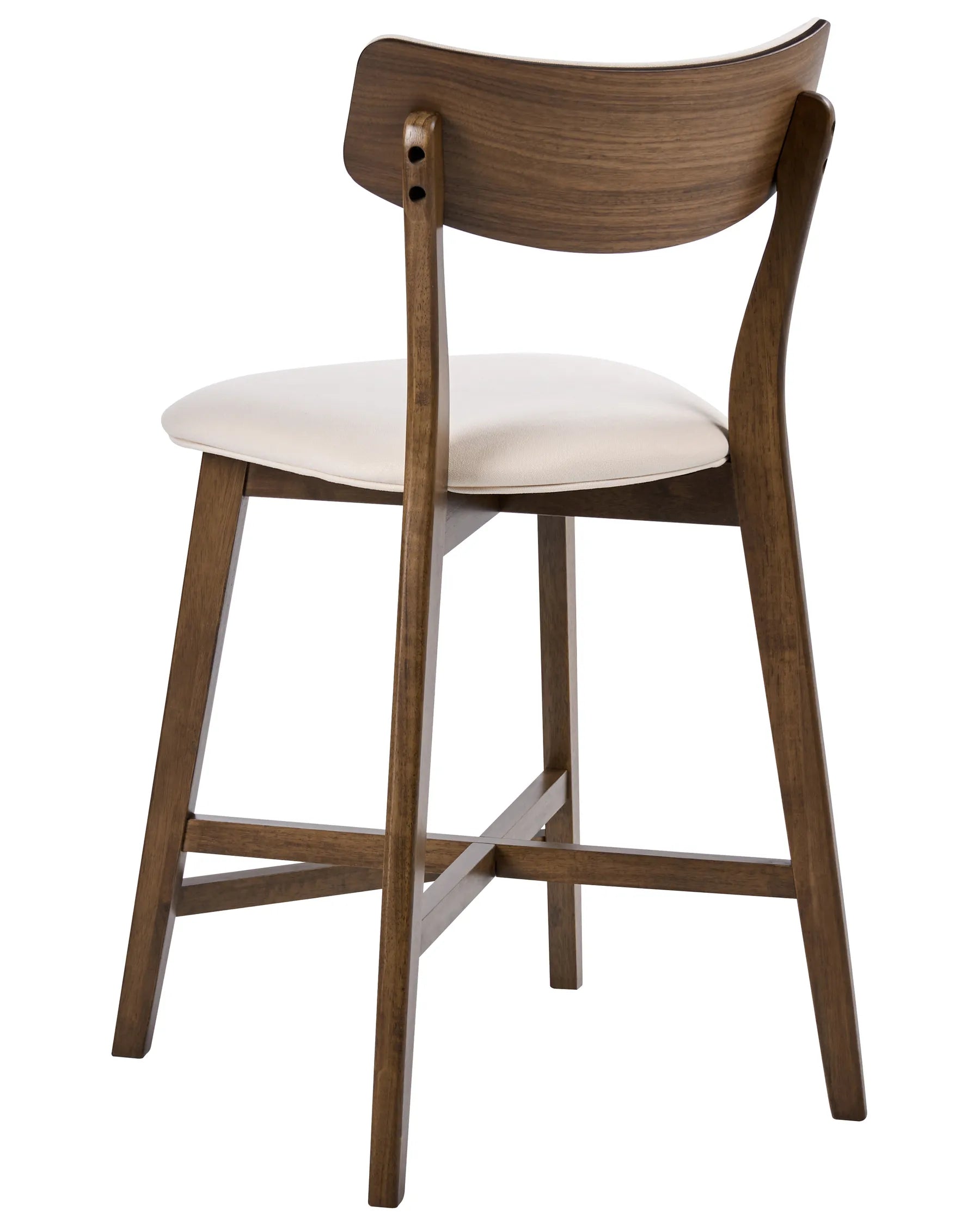 Set of 2 Bar Chairs YUMA Wood Off-White/ Brown