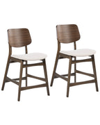 Set of 2 Bar Chairs MAYER Wood Off-White/ Brown