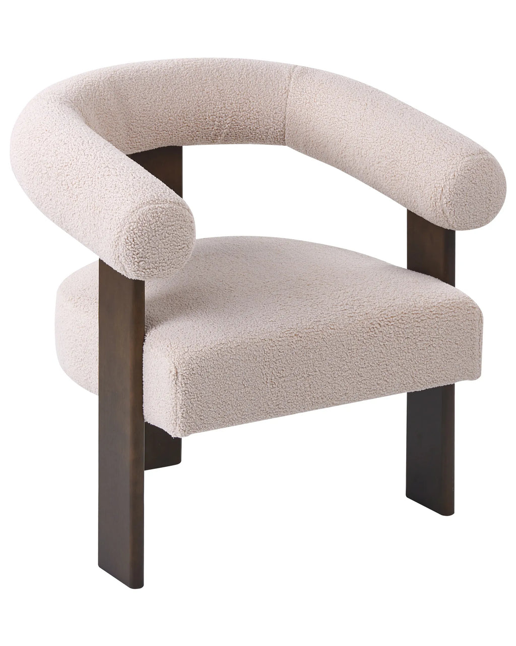 Armchair SELMA Boucle Dark Brown Beige — front product view