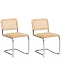 Set of 2 Dining Chairs CORDOVA Rattan Light Brown