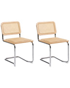 Set of 2 Dining Chairs CORDOVA Rattan Light Brown
