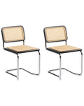 Set of 2 Dining Chairs CORDOVA Rattan Black