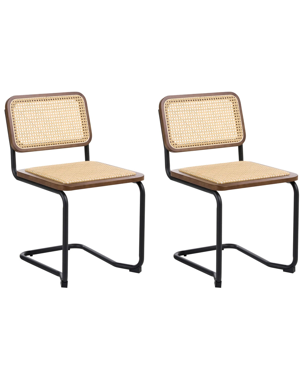 Set of 2 Dining Chairs CORDOVA Rattan Brown