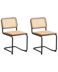 Set of 2 Dining Chairs CORDOVA Rattan Brown