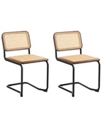 Set of 2 Dining Chairs CORDOVA Rattan Brown