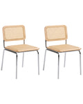 Set of 2 Dining Chairs CORVALLIS PE Rattan Light Brown