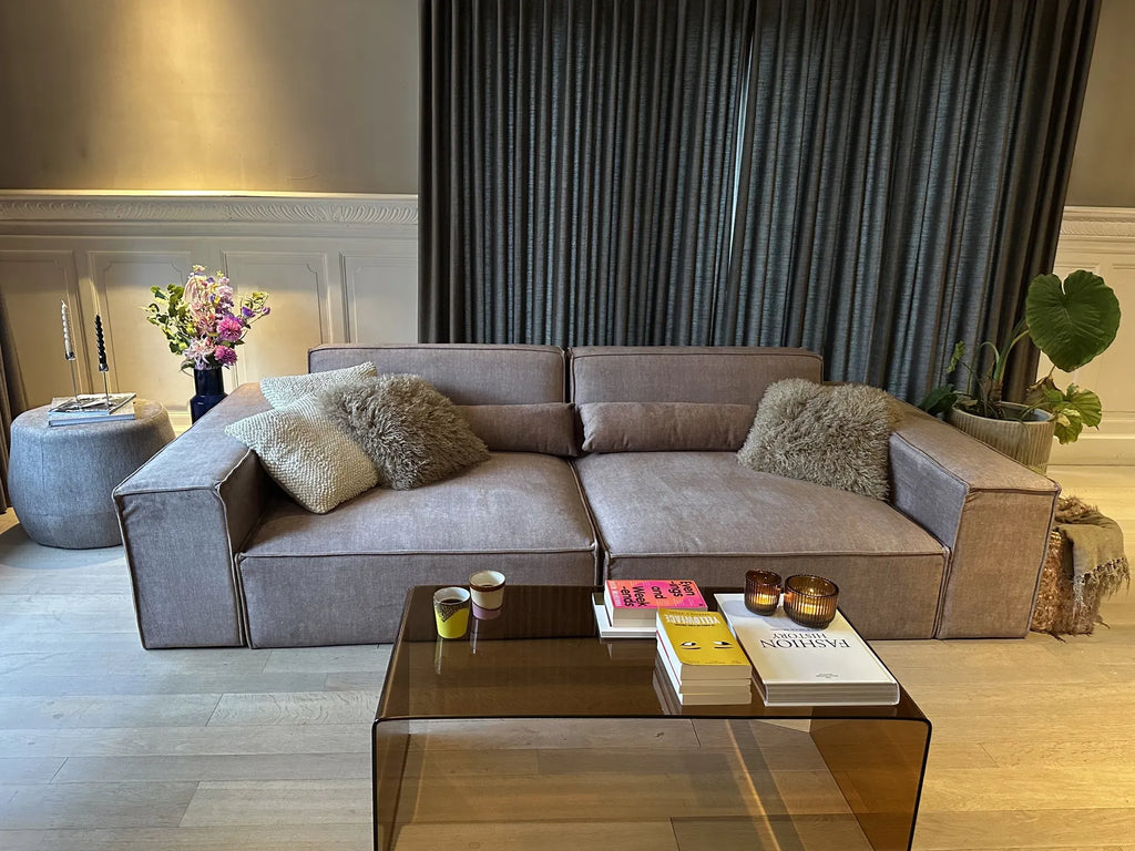 Coffee Table KENDALL Tempered Glass Brown