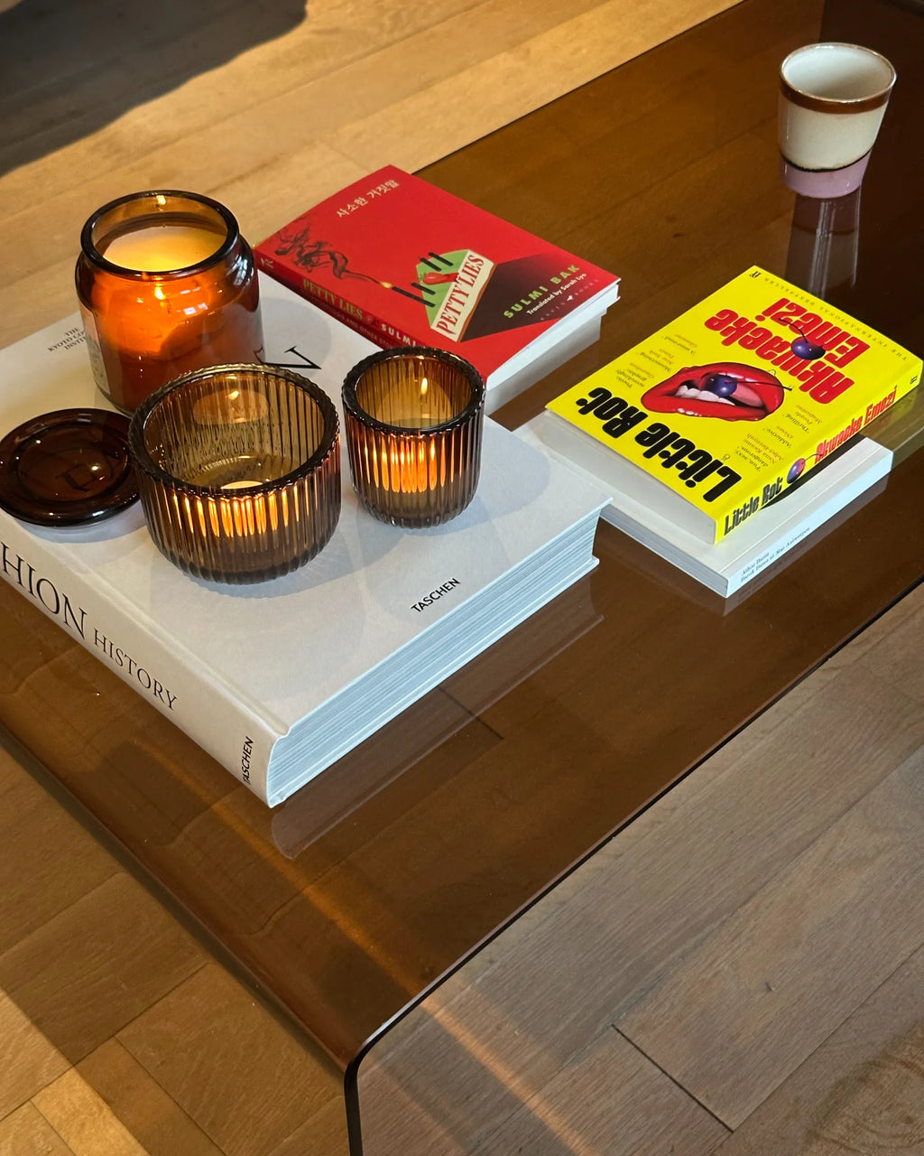 Coffee Table KENDALL Tempered Glass Brown