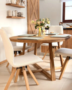 Set of 2 Dining Chairs Swivel ALKALI Boucle Off-White
