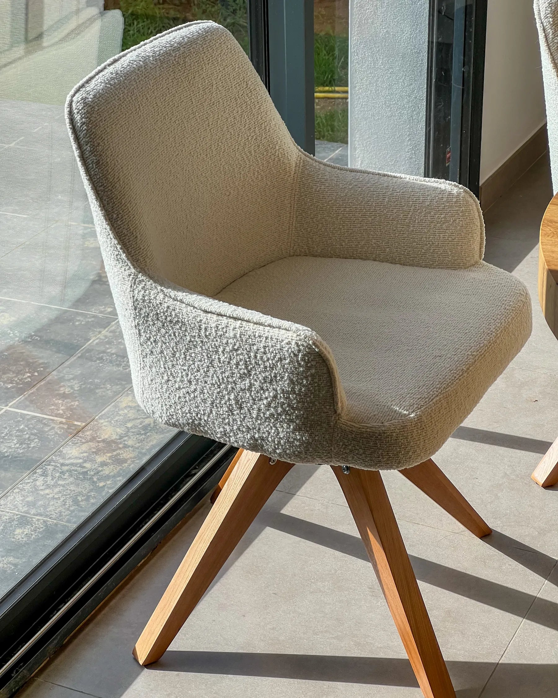 Set of 2 Dining Chairs Swivel SYLVANIA Boucle Off-White